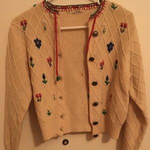 Hand knit, swiss made, off white vintage sweater